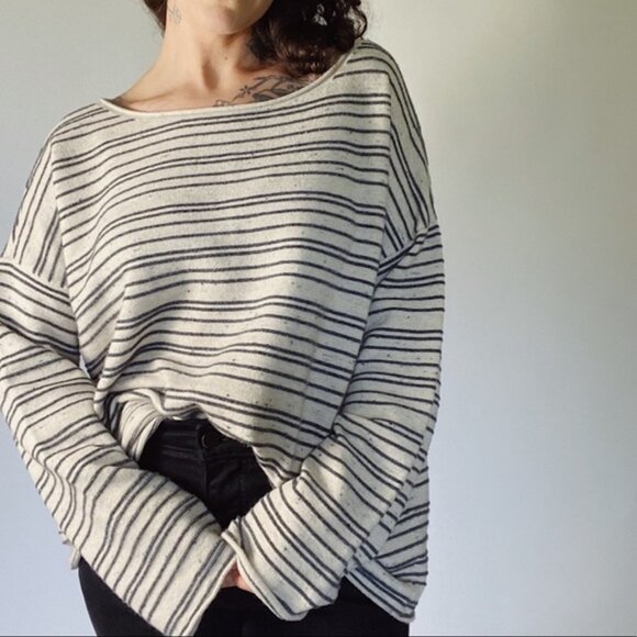 Eileen Fisher - Peppered Organic Cotton Wool Boxy Sweater, Maple Oat, Med - Picture 2 of 9